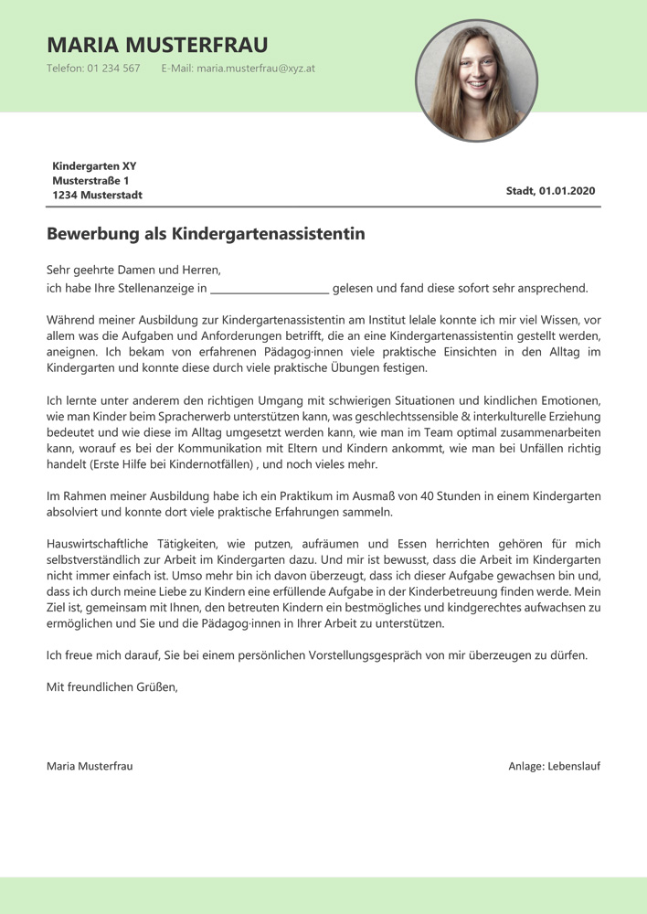 Interne Bewerbung Kita Leitung Muster Bewerbungsschreiben KindergartenassistentIn